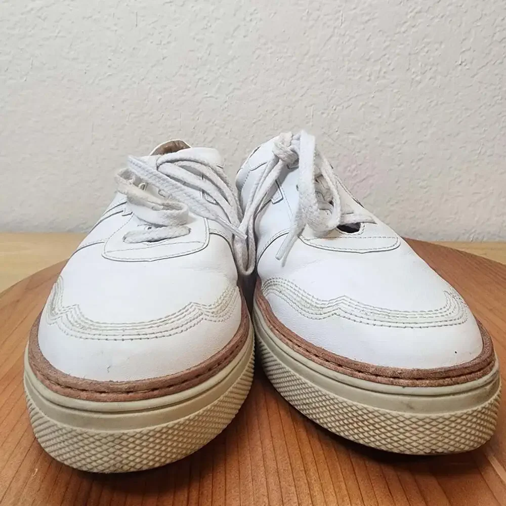 Lucchese 62013 Shoes Womens Size 9 White Leather Handcrafted Low Top Sneakers